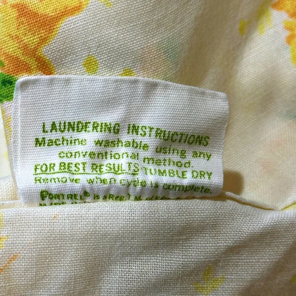 Vintage Dan River Dantrel Full Size Yellow Rose Floral Flat Sheet Muslin Cottage